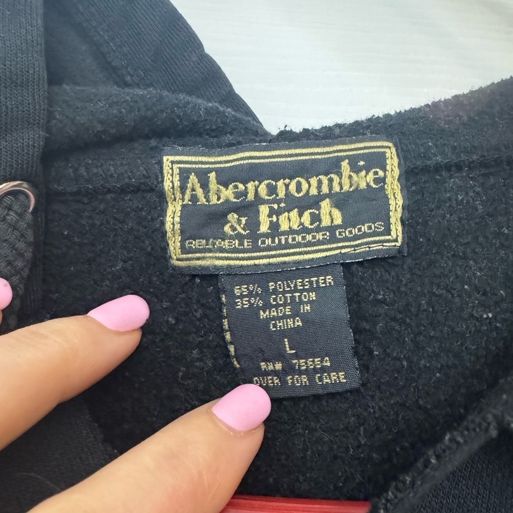 Abercrombie & Fitch Vintage Men’s Black Hoodie with White Logo Size Large - Picture 3 of 4
